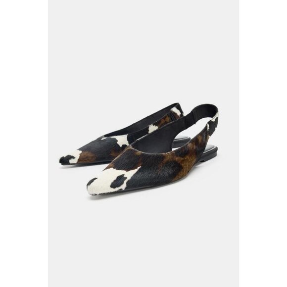 ZARA LEATHER SLINGBACK BALLET FLATS - Picture 1 of 6